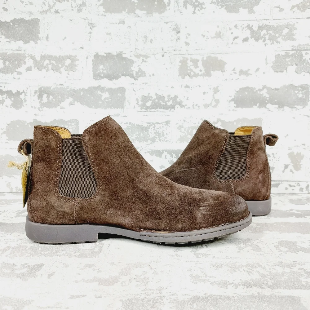 New Born Eli Men's Brown Suede Round Toe Chelsea Boots D676 - Picture 2 of 10